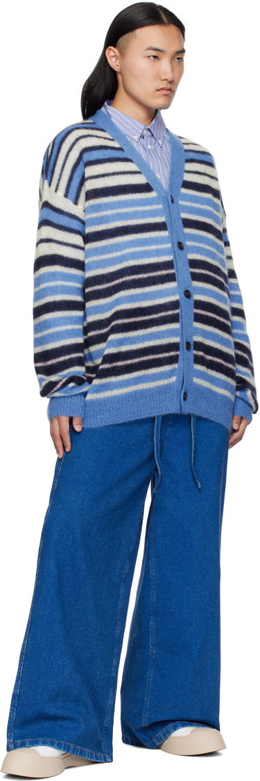 Sweater Marni Marni Lightweight Fuzzy Wuzzy Stripe Cardigan Blå | CDMG0153Q0 UFU178, 3