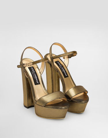 Sneakers og sko Dolce & Gabbana Foiled Organzine Platform Sandals Metalisk | CR1781A573680997, 1