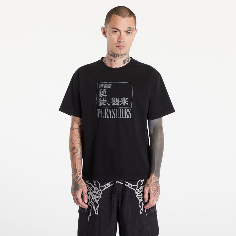 T-shirt Pleasures Angel Attack Heavyweight Short Sleeve Tee Faded Black Sort | P24E006 BLACK