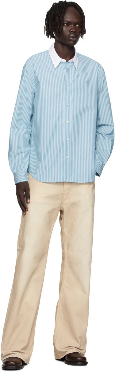 Skjorte Acne Studios Acne Studios Striped Button-Up Shirt Turkis | CB0114-, 3