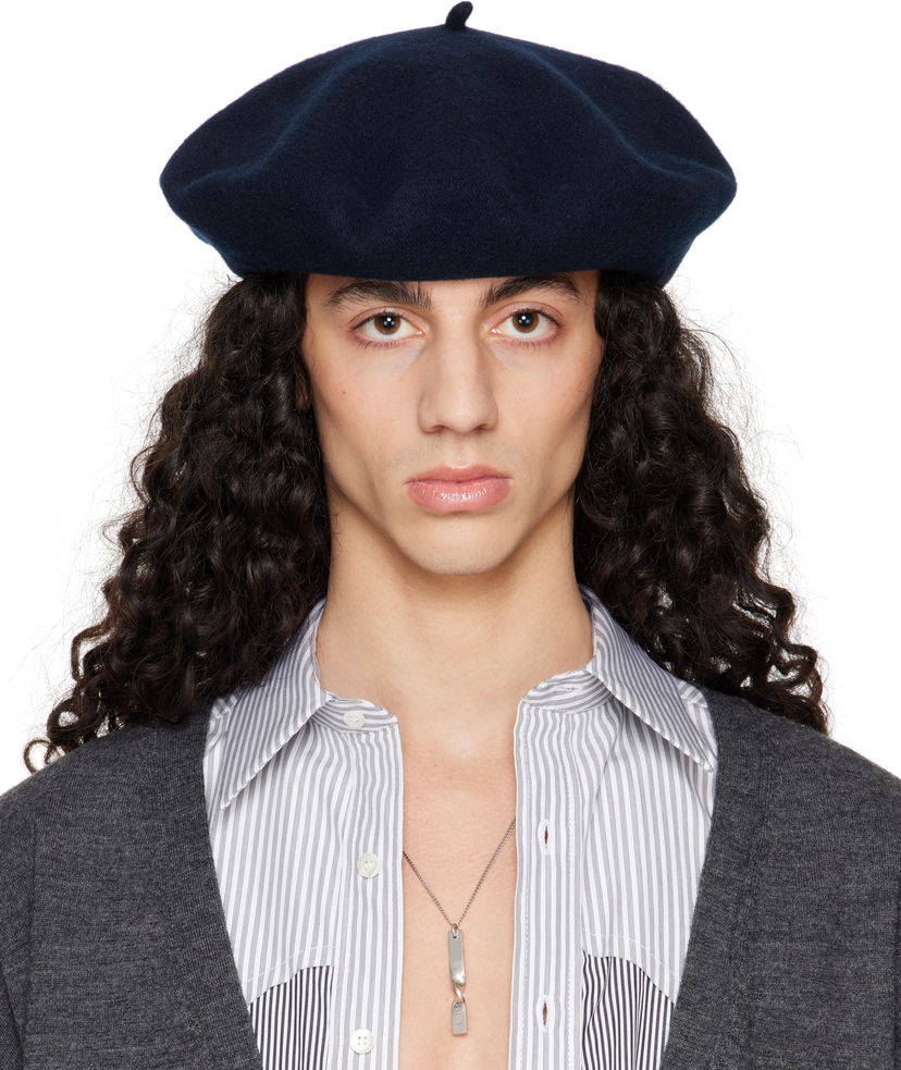 Baret Maison Margiela Maison Margiela Heavy Wool Beret Mørkeblå | S50TC0075 M13115
