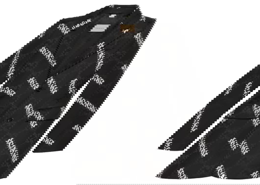 Jakke Gucci Balenciaga x The Hacker Project Canvas Jacket Black Sort | 676014 ZAIBD 1000, 0