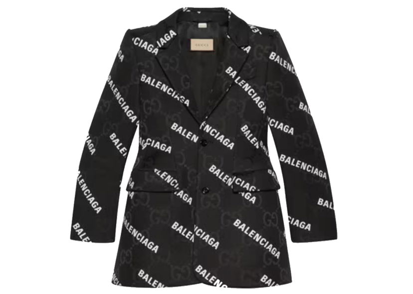 Jakke Gucci Balenciaga x The Hacker Project Canvas Jacket Black Sort | 676014 ZAIBD 1000