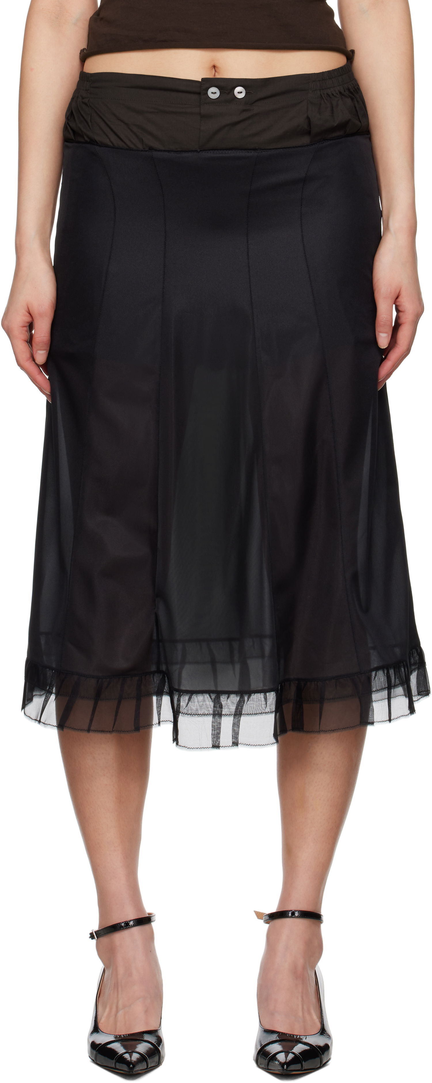 Nederdel Maison Margiela Maison Margiela Anonymity of the lining Midi Skirt Sort | S51ME0030 MTJ023, 0