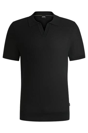 Polo skjorte BOSS Knit Sweater with Johnny Collar Sort | 50537654