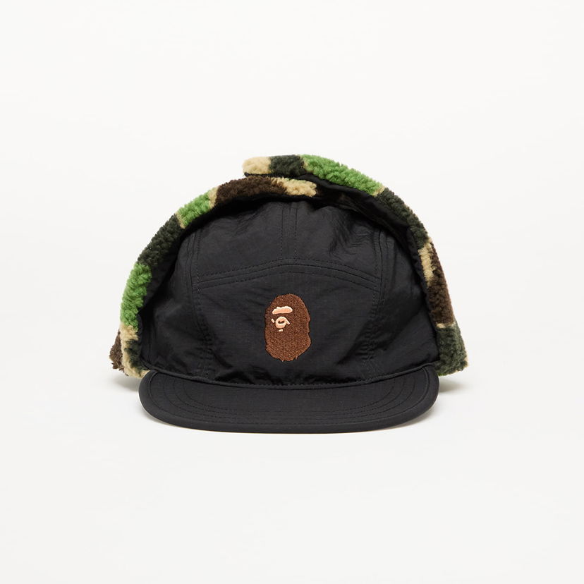 Kasket BAPE A BATHING APE Abc Camo Puffy Flight Cap Sort | 001CPK801007M BLK