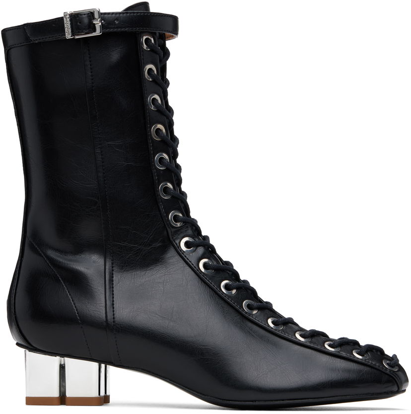 Sneakers og sko GANNI GANNI Oleatex Eyelets Lace-Up Boots Sort | S2967