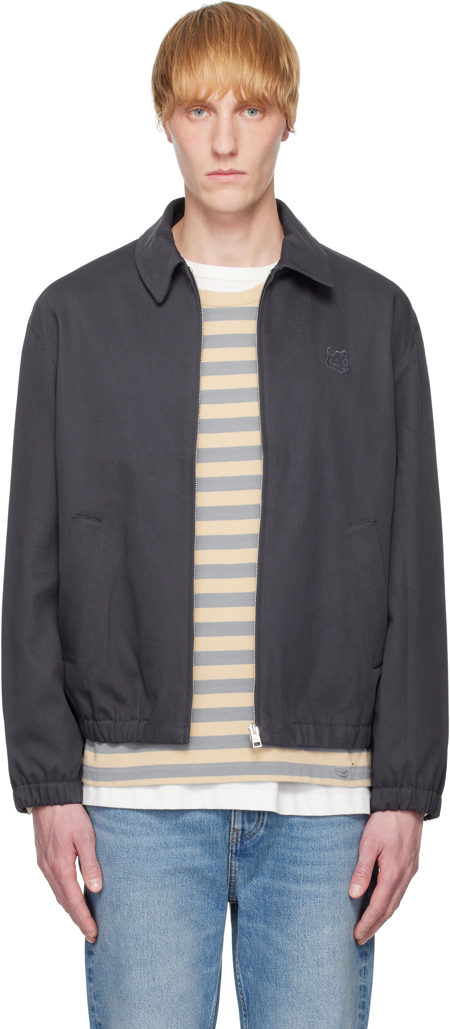 Bomberjakke MAISON KITSUNÉ Maison Kitsuné Elasticated Zipped Jacket Grå | OM02122WW9028, 0