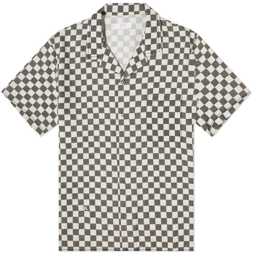Skjorte ERL Checkerboard Vacation Shirt Hvid | ERL08B016-BKW
