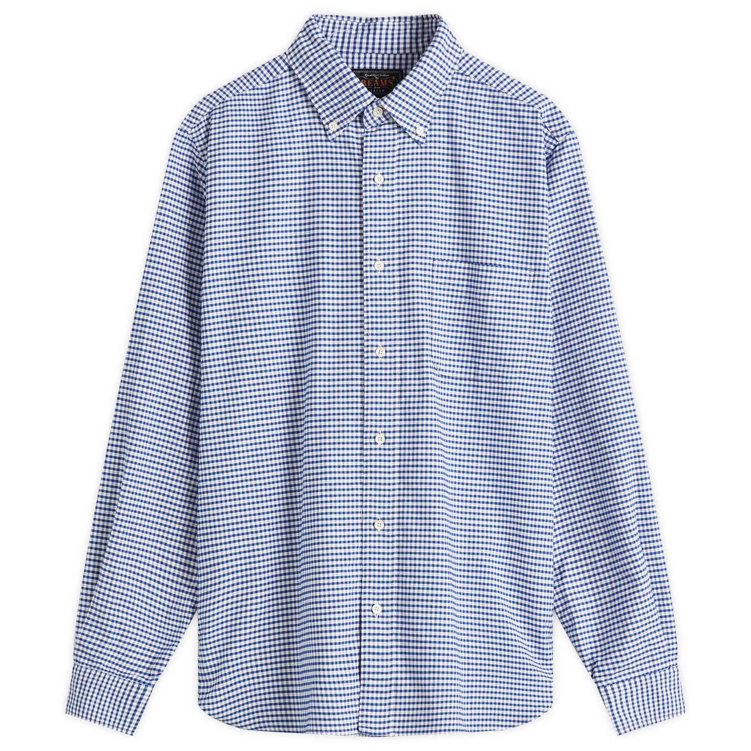Skjorte BEAMS Beams Plus Button Down Gingham Oxford Shirt, Size Medium Blå | 3811-0077-139-75, 0