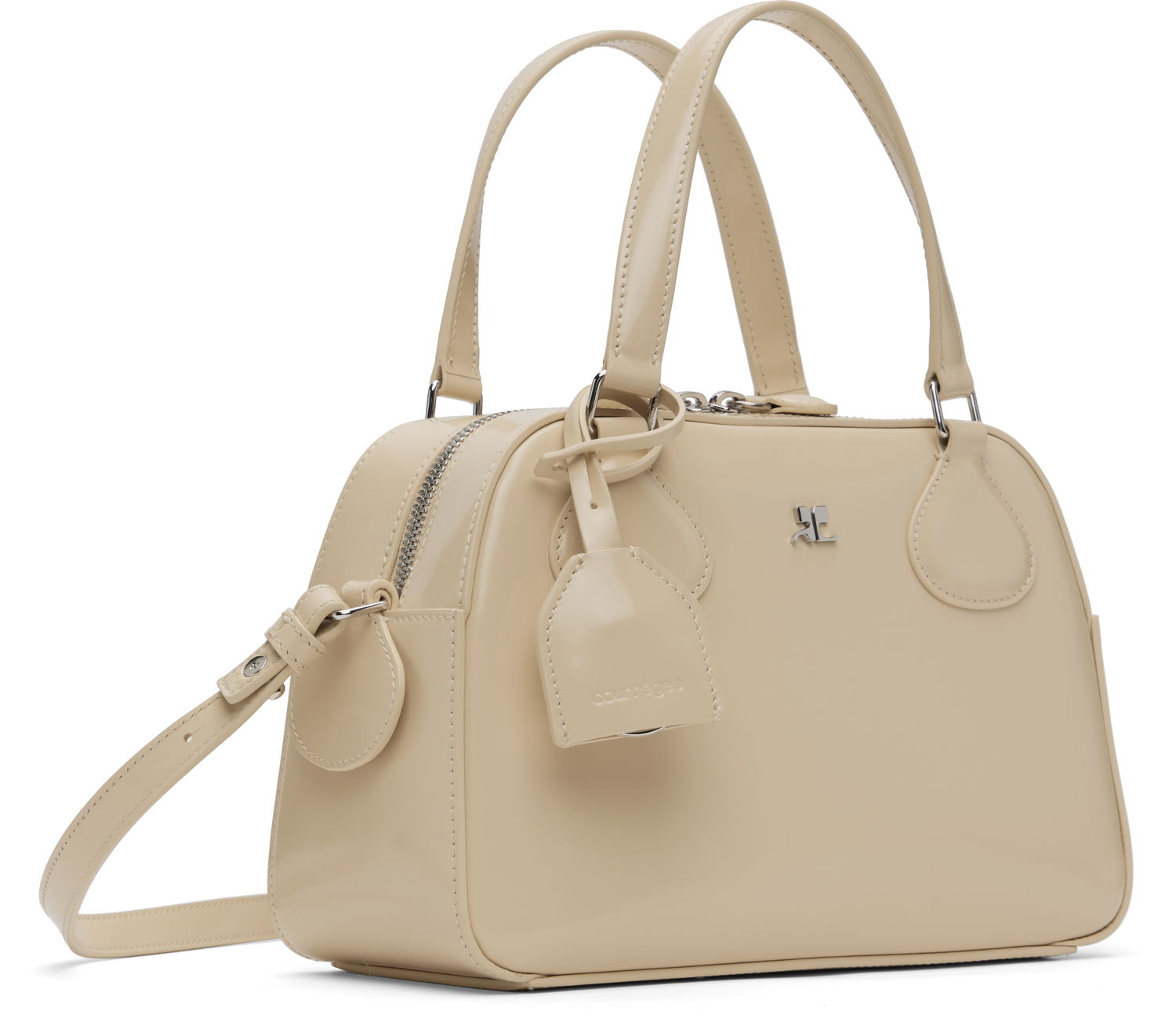 Skuldertaske Courrèges Studded Leather Bowling Bag Beige | 324GSA130CV0033, 1