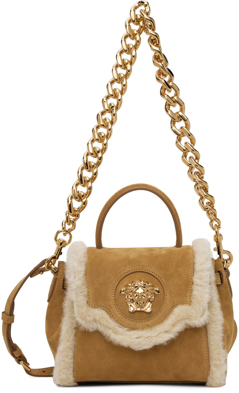 Rygsække og tasker Versace Beige Small 'La Medusa' Shearling Brun | DBFI040_1A08720, 0