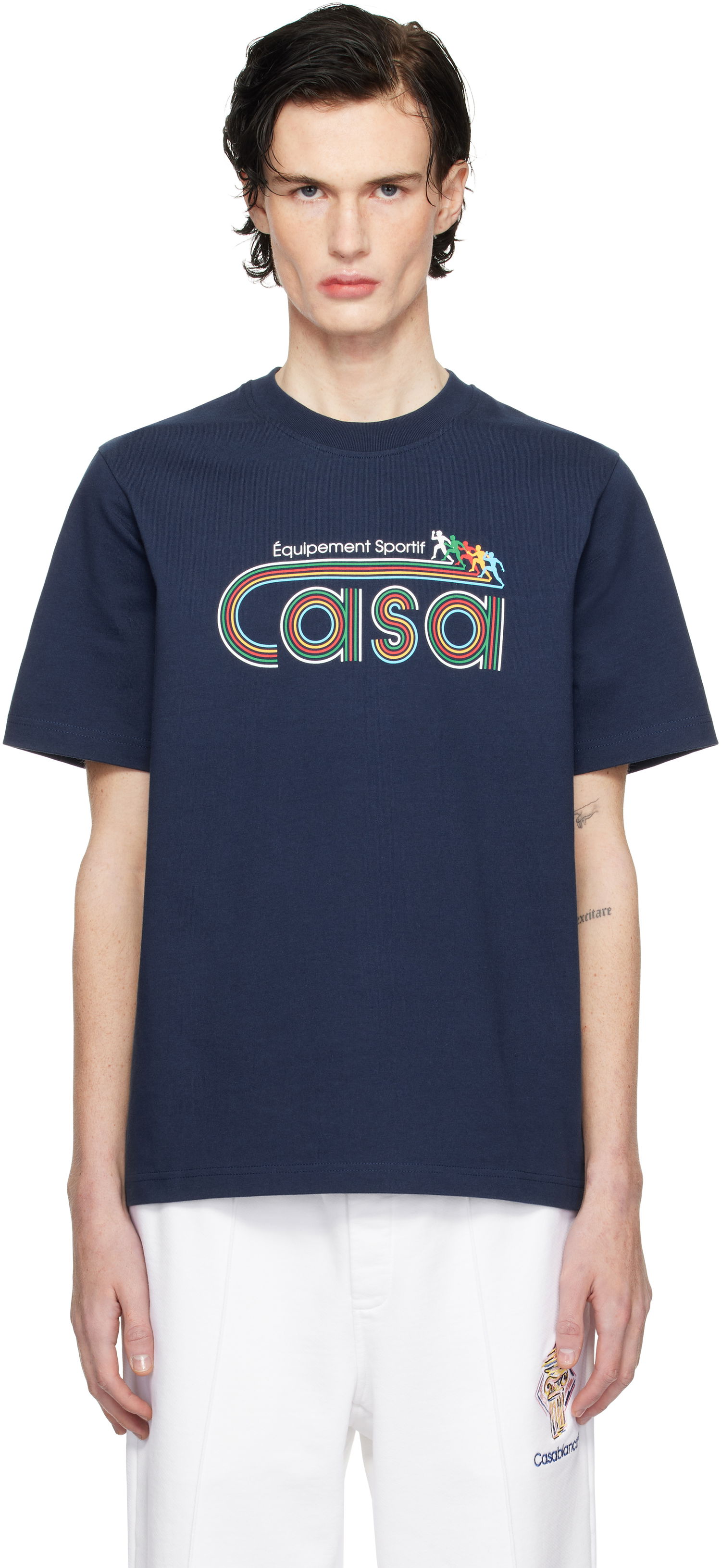 T-shirt Casablanca Navy 'Equipement Sportif' Graphic T-Shirt Mørkeblå | MPS25-JTS-001-02, 0
