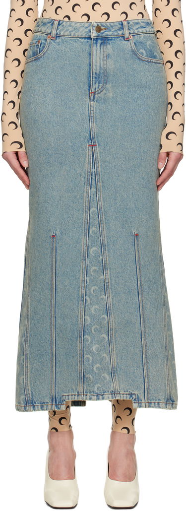 Nederdel Marine Serre Marine Serre Moon Laser Denim Maxi Skirt Blå | WSK074A CDEN0003, 0