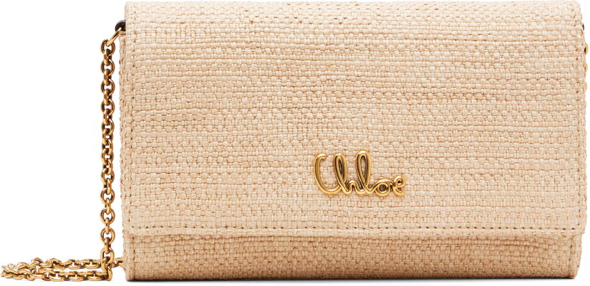 Skuldertaske CHLOÉ Chloé Iconic Flap Wallet On Chain Clutch Beige | CH25UP559P19