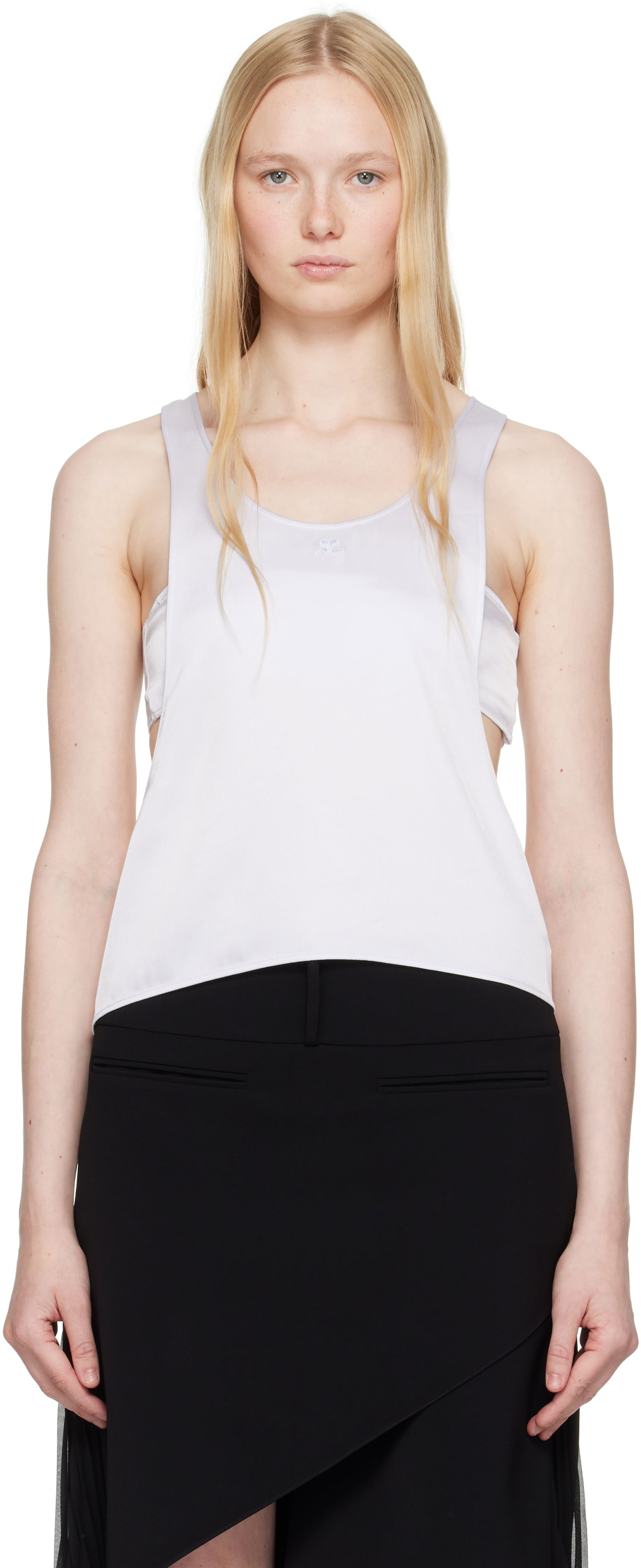 Tanktop Courrèges Courrèges Infinity Satin Tank Top Hvid | 225CDE131PL0160, 0