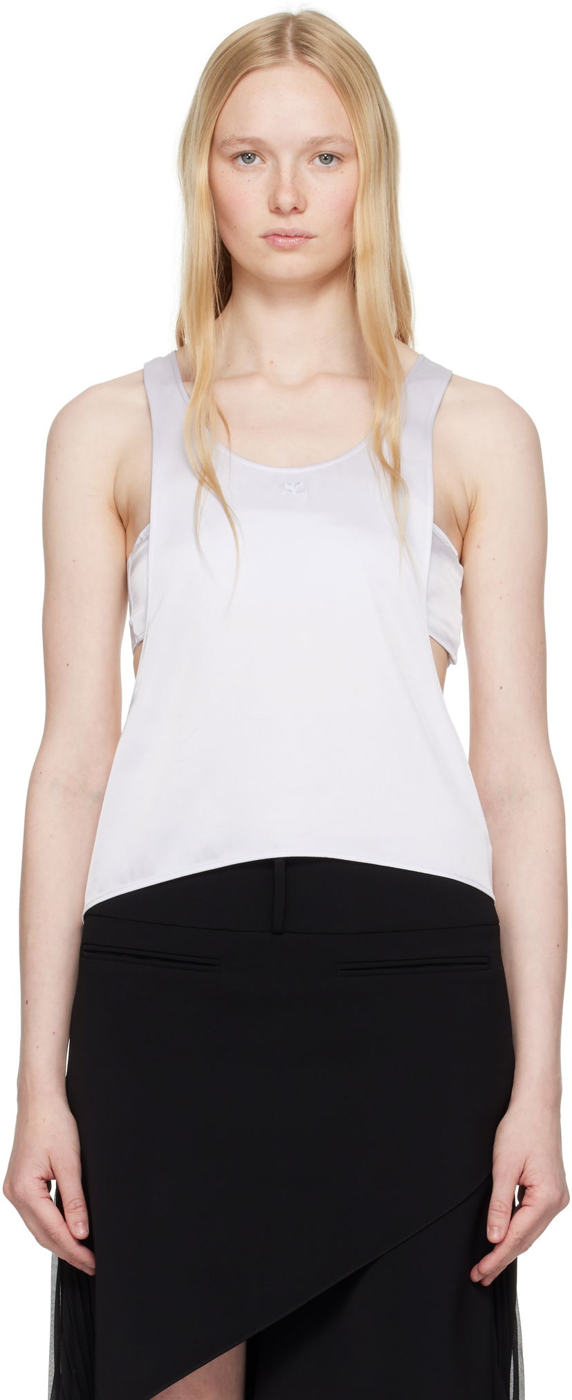 Tanktop Courrèges Courrèges Infinity Satin Tank Top Hvid | 225CDE131PL0160