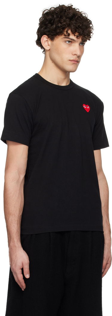 T-shirt Comme des Garçons Black T-Shirt with Red Heart Patch Sort | AX-T108-051, 1