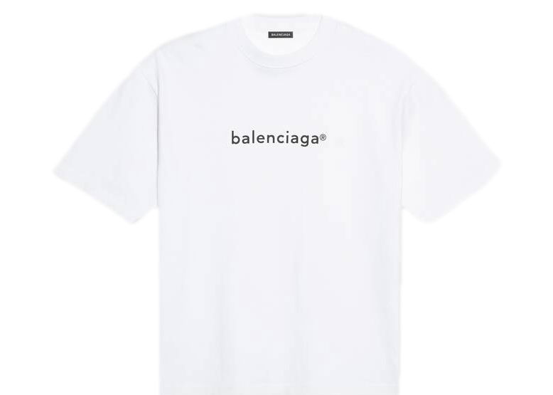 T-shirt Balenciaga New Copyright Medium Fit T-shirt Hvid | 612966TIV549040, 0