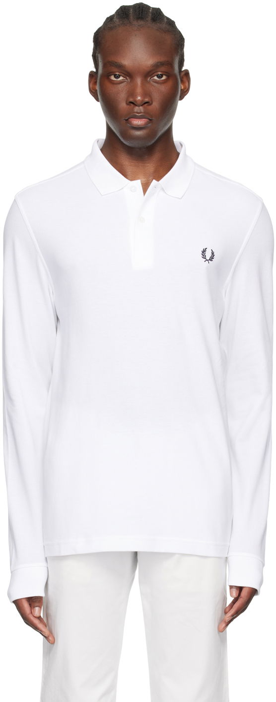 Polo skjorte Fred Perry Long Sleeve Polo Hvid | M6006