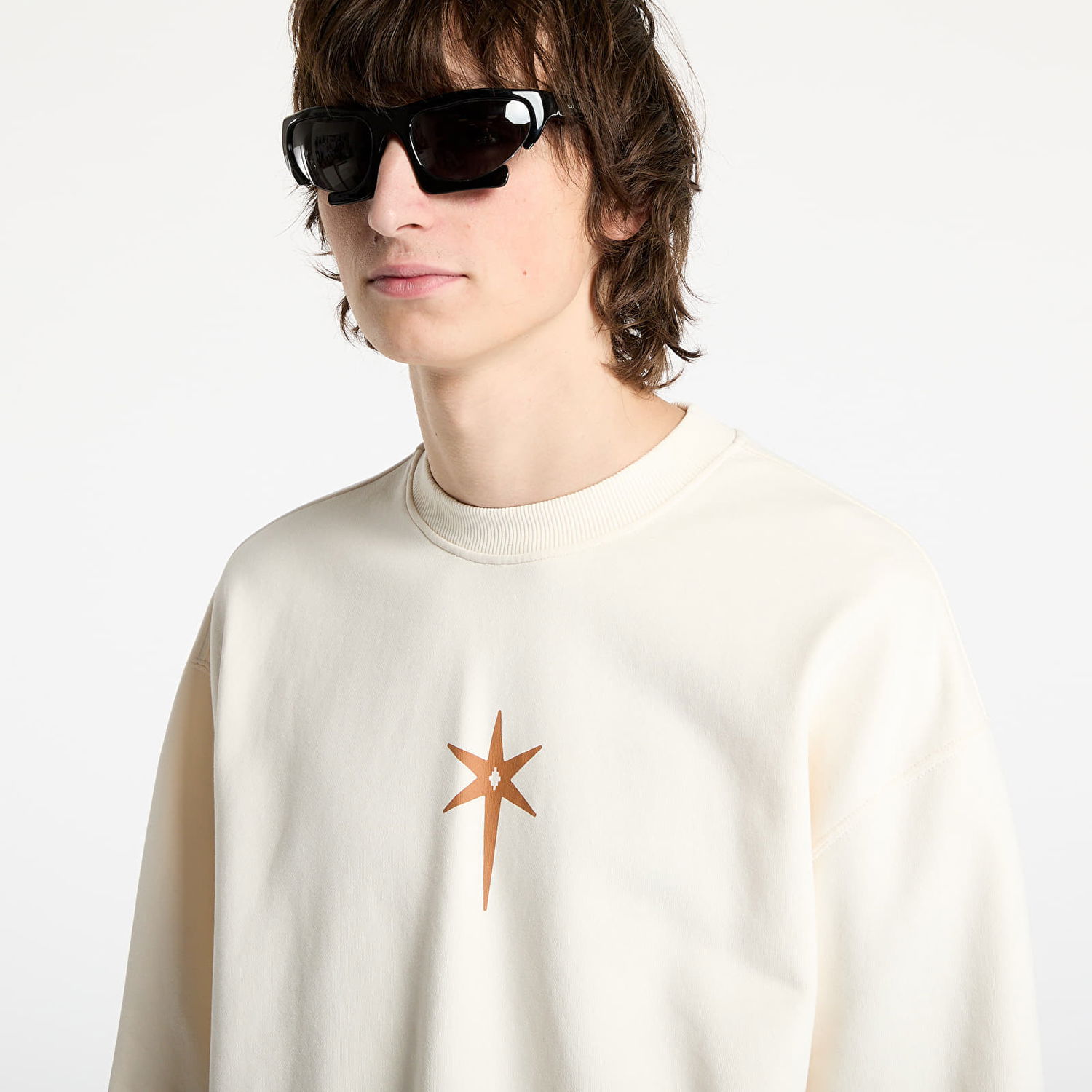 Sweatshirt Marcelo Burlon Marcelo Burlon County Goth Boxy Crewneck Sweatshirt Beige | CMBA09CS25FLE0026F60, 1