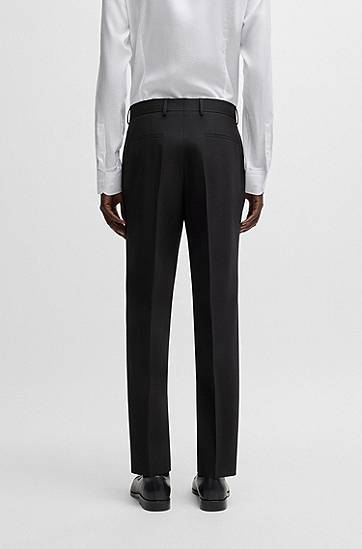 Bukser BOSS Slim-Fit Stretch Virgin Wool Trousers Sort | 50480009, 1