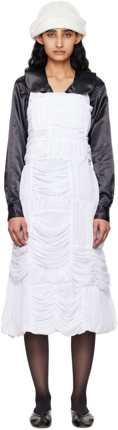 Kjole Comme des Garçons Comme des Garçons Gathered Midi Dress Hvid | RM-A007-051