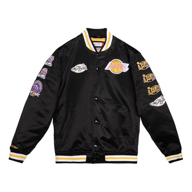 Bomberjakke Mitchell & Ness Mitchell & Ness Los Angeles Lakers Champ City Satin Jacket Sort | OJBF3232-LALYYPPPBLCK