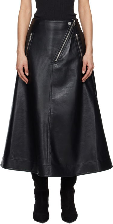 Nederdel Nanushka Nanushka Aleka Regenerated Leather Midi Skirt Sort | NW25RSSK13899, 0
