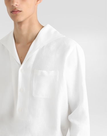 Skjorte Dolce & Gabbana Dolce & Gabbana Three-Button Linen Shirt Hvid | G5ND3TFU4JBW0800, 3