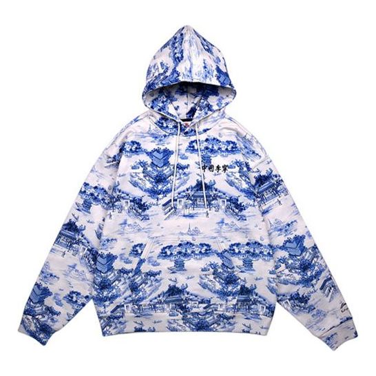 Sweatshirt Li-Ning Li-Ning Loose Fit Pullover Hoodie with All-Over Print Hvid | AWDQ253-1, 0