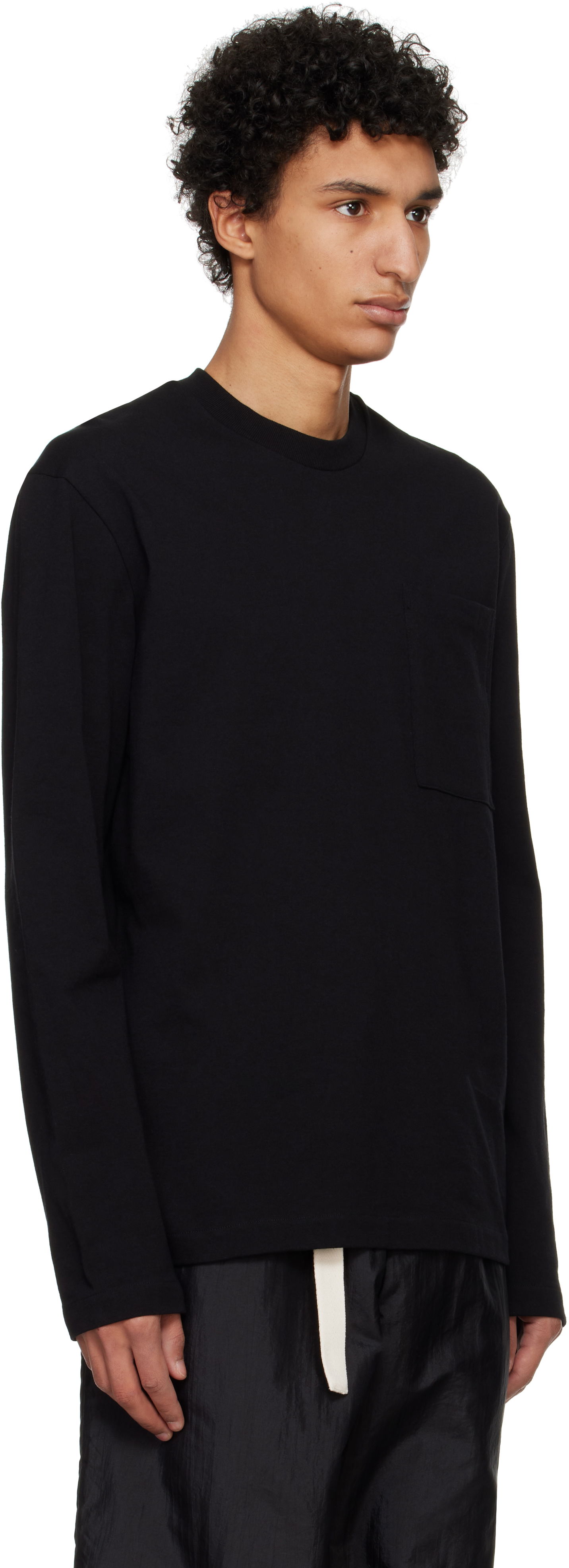 Sweater Jil Sander Jil Sander Logo Flag Pocket Long Sleeve T-Shirt Sort | J22GC0196_J20256, 1