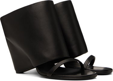 Sneakers og sko Courrèges Courrèges Oblique Wedged Leather Mules Sort | 225SSD037AG0030, 3