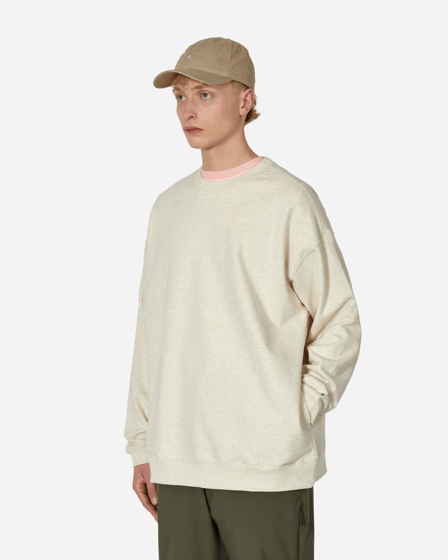 Sweatshirt Snow Peak Recycled Cotton Crewneck Sweatshirt Beige | SW-22SU401 OM, 1