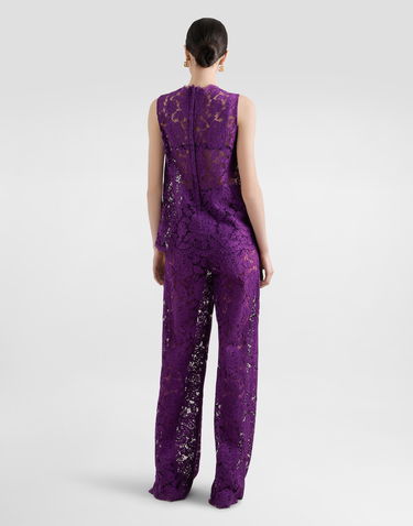 Bukser Dolce & Gabbana Dolce & Gabbana Cordonetto Lace Trousers Lilla | FTCPTTHLM7LF0571, 2