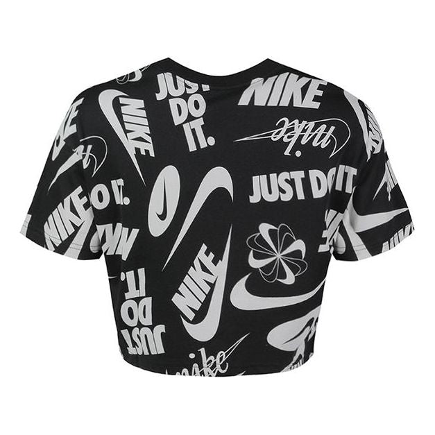 Crop top Nike Just Do It Full Print Logo Short Sleeve T-Shirt Sort | AR6348-010, 0