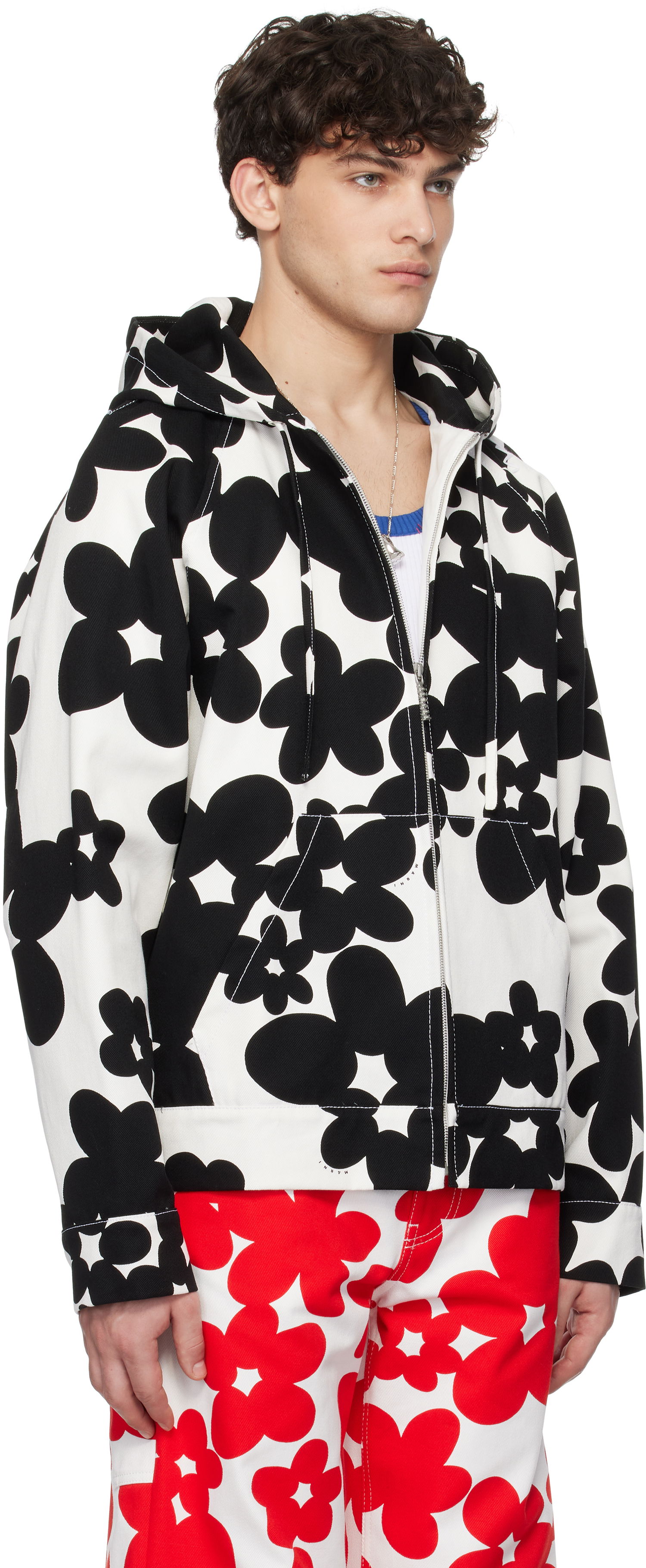 Sweatshirt Marni Marni Dillies Print Hooded Jacket Hvid | JUMU0182SU UTC462, 1