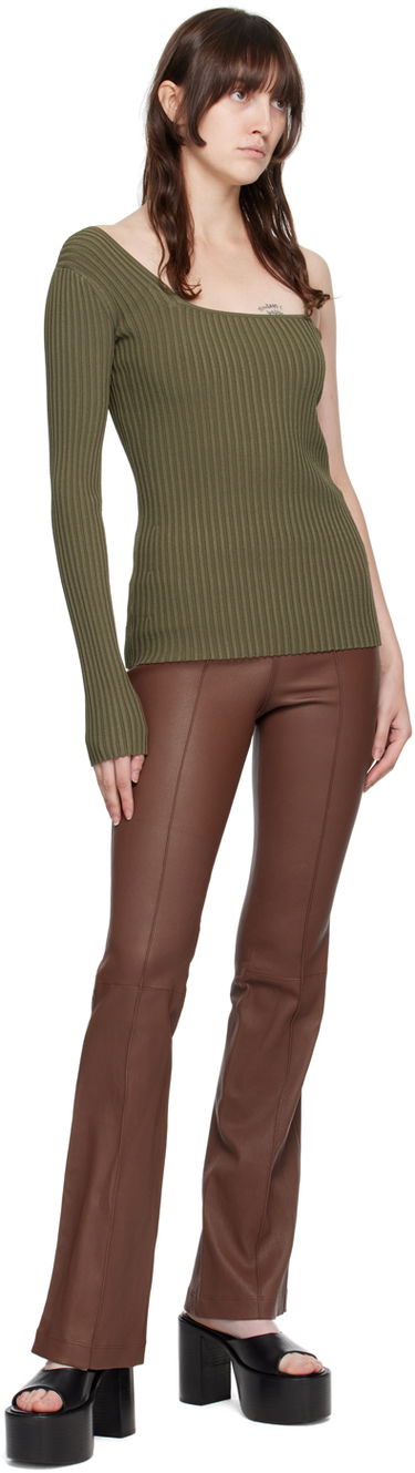 T-shirt Helmut Lang One Shoulder Ribbed Long Sleeve Top Grøn | M06HW704, 3