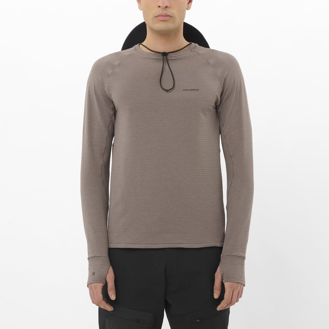T-shirt Salomon Essential Lightwarm Ribbed Long Sleeve Base Layer Brun | LC2604000
