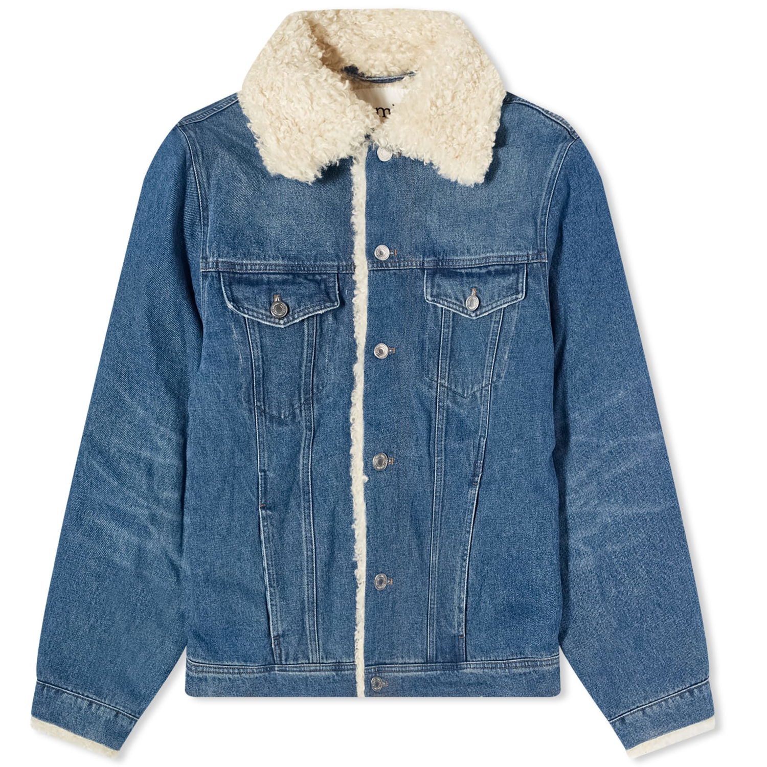 Jakke AMI Denim Trucker Lined Jacket Mørkeblå | UJK239-DE0016-480, 0
