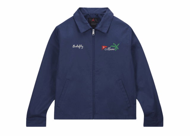 Jakke Jordan Jordan Pro x Solefly Coaches Jacket Midnight Navy/Fossil Mørkeblå | FQ3804-410