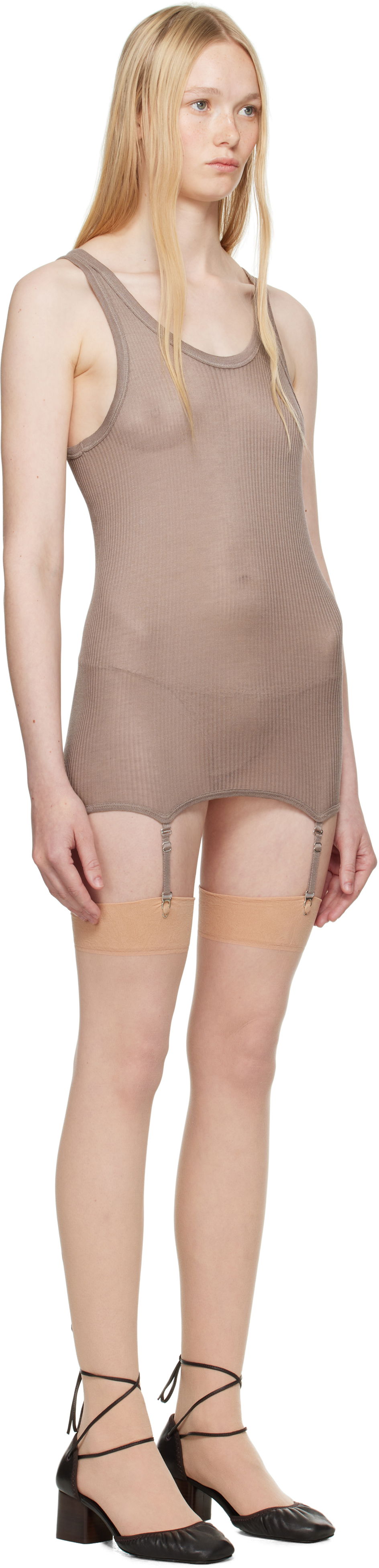 Tanktop LEMAIRE Lemaire Seamless Rib Suspenders Tank Top Brun | TO1367 LK1017, 1