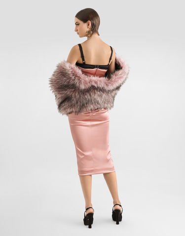 Kjole Dolce & Gabbana Dolce & Gabbana Draped Satin Calf-Length Dress with Bra-Style Cups Lyserød | F6TUQTFURADM2037, 2