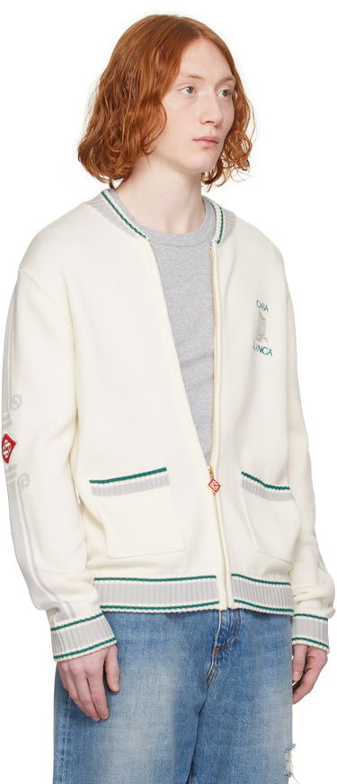 Sweater Casablanca Casablanca Casa Club Bomber Jacket Hvid | MPS25-KW-879-01, 1