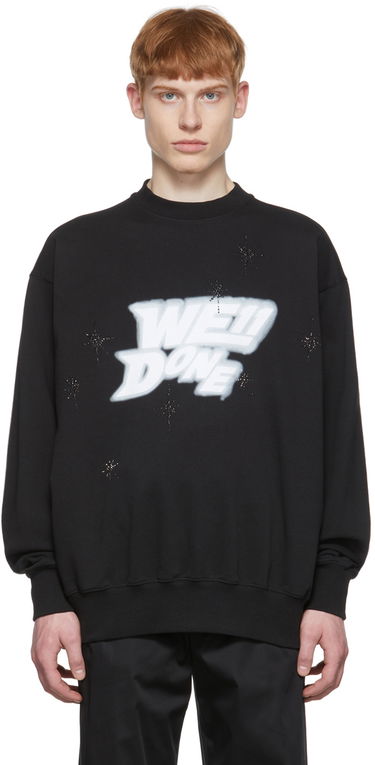 Sweatshirt We11done We11done Cotton Sweatshirt with Stars Print Sort | WD-TS1-22-663-U-BK, 0