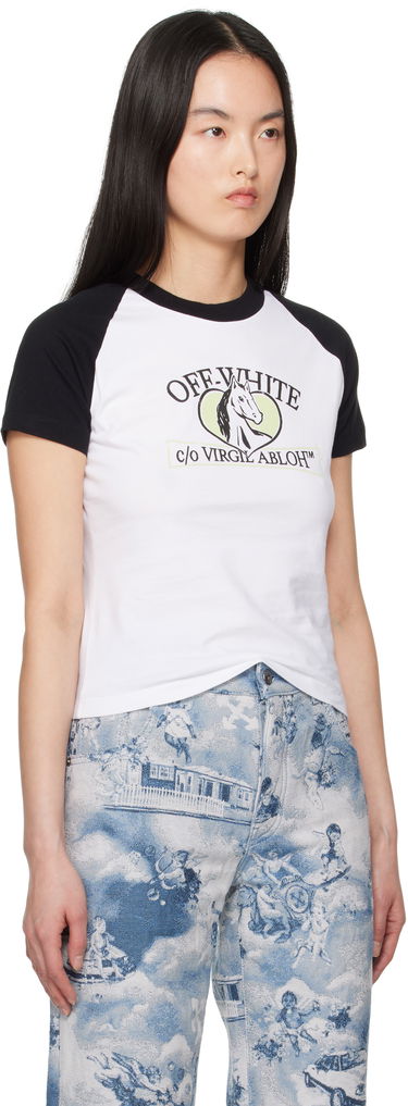 T-shirt Off-White Off-White Horse Billboard Raglan T-Shirt Hvid | OWAA137S25JER0010110, 1