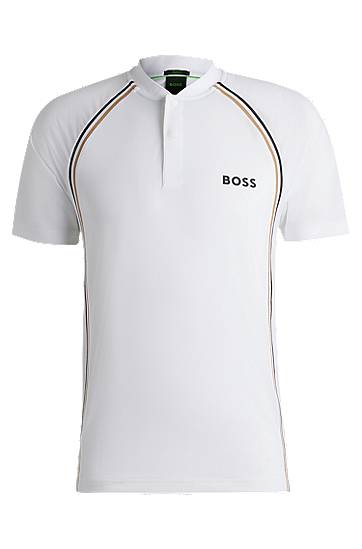 Polo skjorte BOSS Slim-Fit Super-Stretch Mesh Polo Shirt Hvid | 50538122
