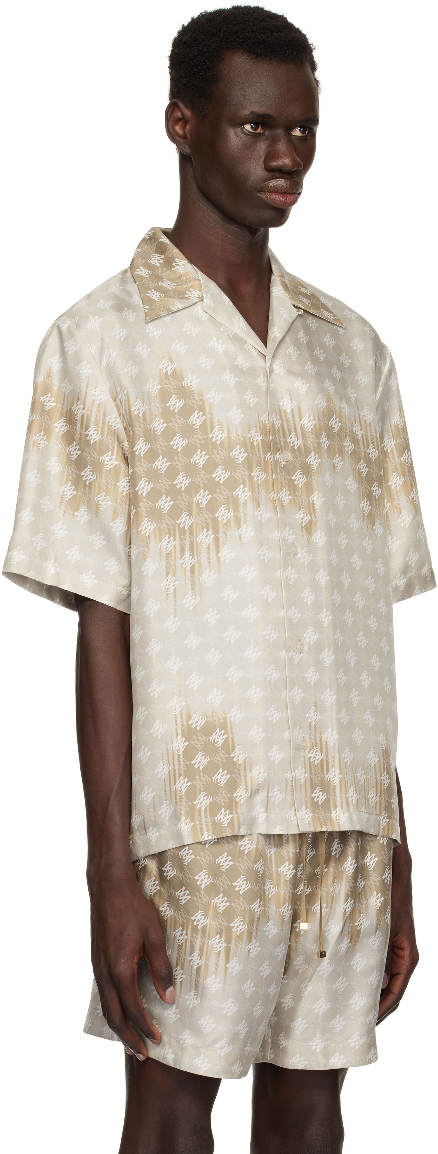 Skjorte AMIRI Amiri MA Quad Bleached Camp Shirt Beige | AMSTCA1110, 1