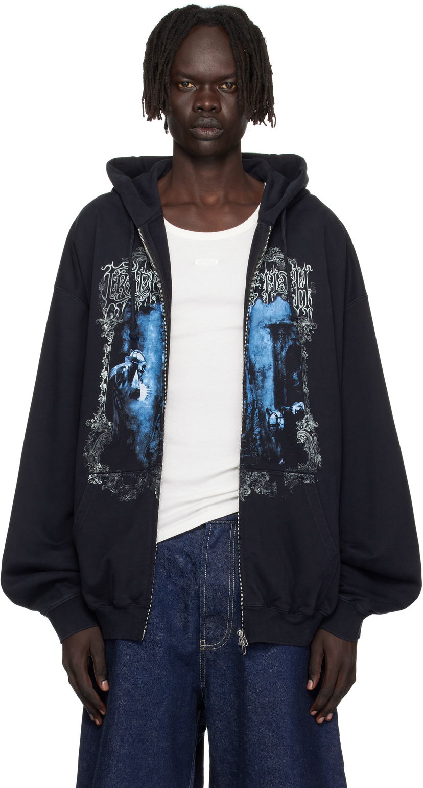 Sweatshirt VETEMENTS VETEMENTS Cradle of Filth Oversized Zip-Up Hoodie Sort | UCF76ZU800B