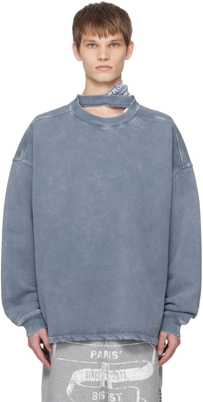 Sweatshirt Y/PROJECT Sweatshirt With Triple Collar Blå | 204SH003